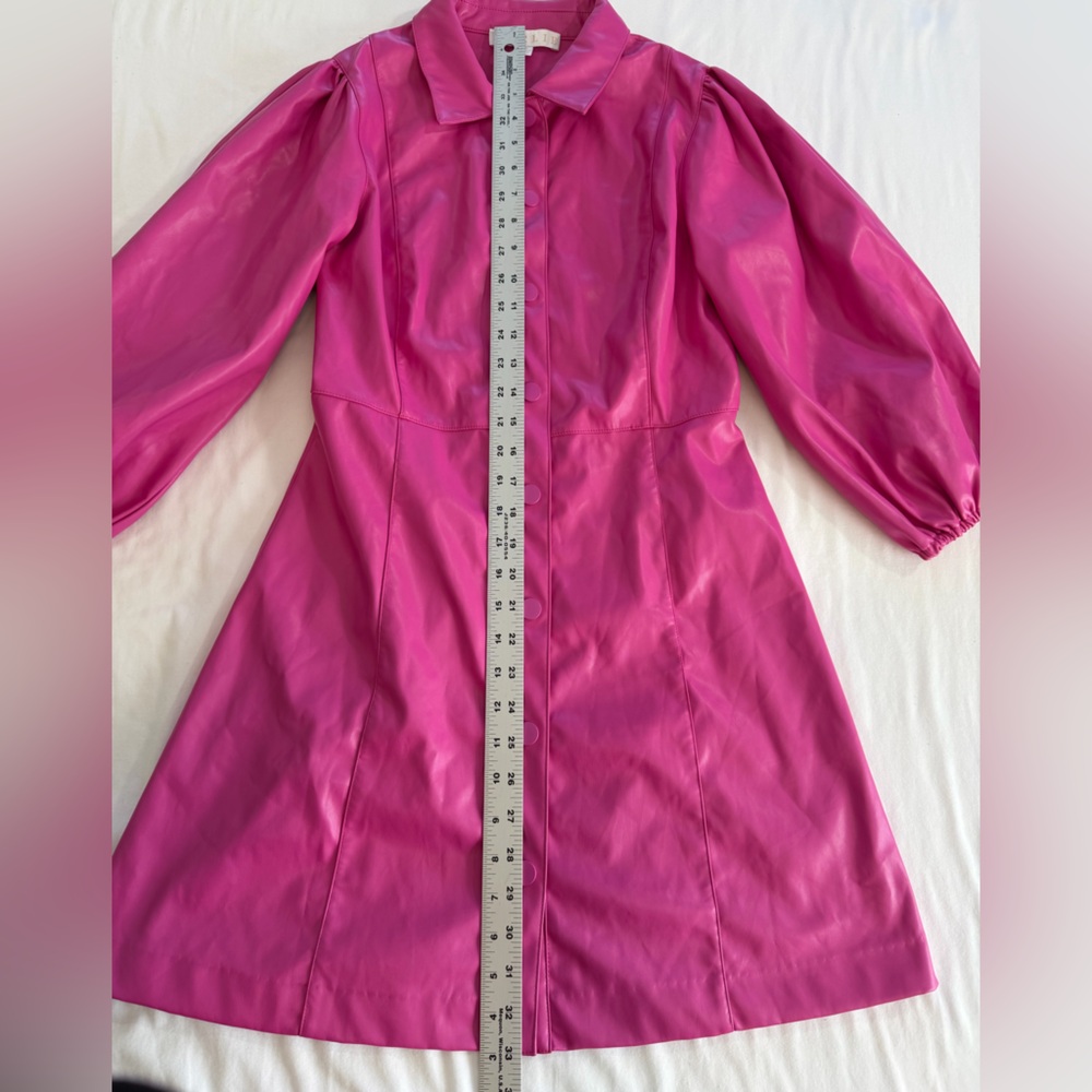 Karlie Faux Leather Dress Faux pink size S puffy sleeves - Picture 12 of 12